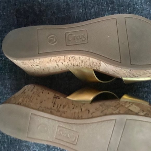 Brown & Gold Sam Edelman Wedge - Picture 2 of 2